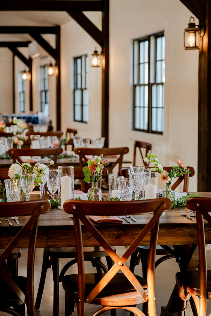 Ash point estate luxury maine wedding venues, luxury table decorated and set up for wedding reception