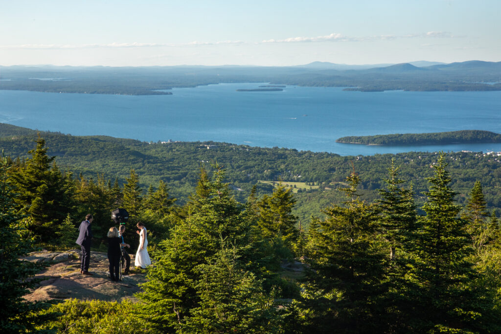 Wedding photos on top of cadillac mountain